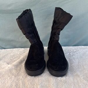 NWOT AQUATALIA LORI SIDE BLACK QUILT PUFFER WINTER SNOW SUEDE BOOT LEATHER Sz 5